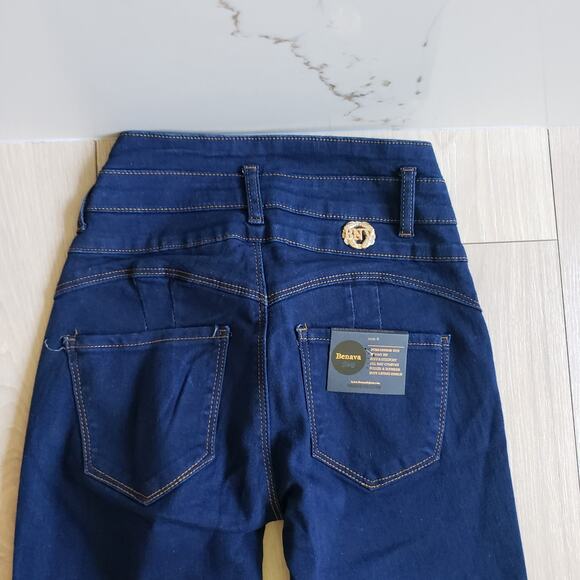 BENAVA Colombian Push-Up Jeans Womens 1 Dark Blue Skinny Butt-Lifting High Rise - Picture 5 of 9